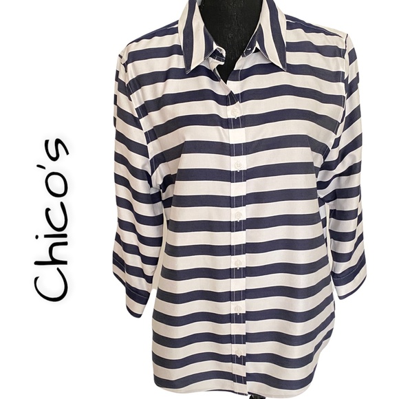 Chico's Tops - CHICO’S No-Iron Stretch Shirt, Size 3 (16/18)